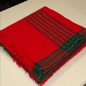 Festive Red Plaid Holiday Tablecloth 54” square